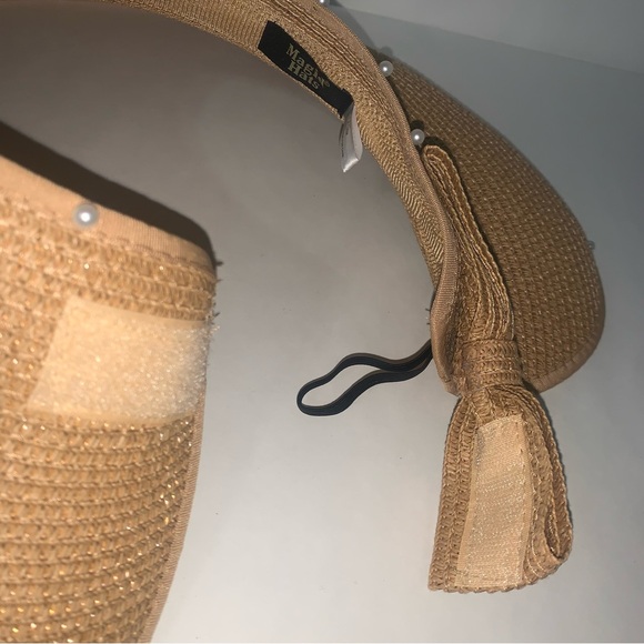 Magid Roll-Up Straw Sun Visor with Pearl Trim NWOT - Picture 5 of 5
